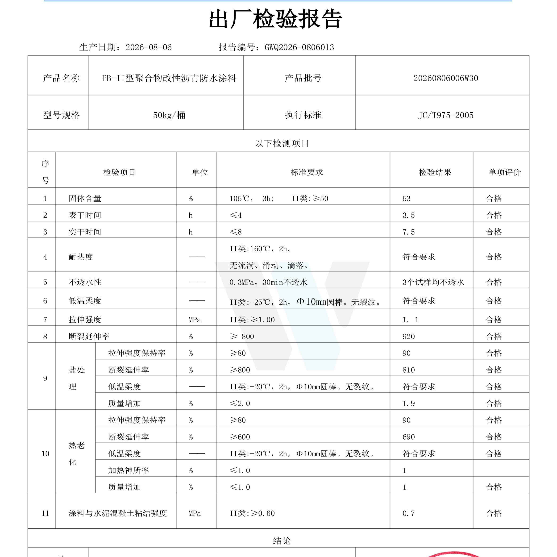 PB-II型聚合物改性沥青桥面防水涂料 - Submittal and Technical Documents Guide